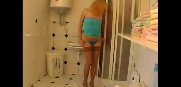  Blonde Lady Cleaner Cleans the Cock